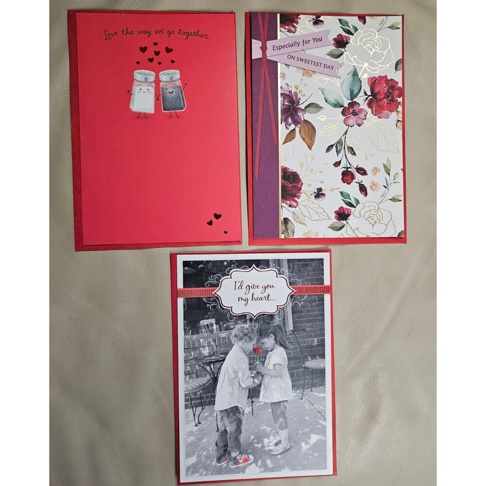Happy Sweetest Day Lot of 3 Hallmark Greeting Card Salt & Pepper Give You My ❤️